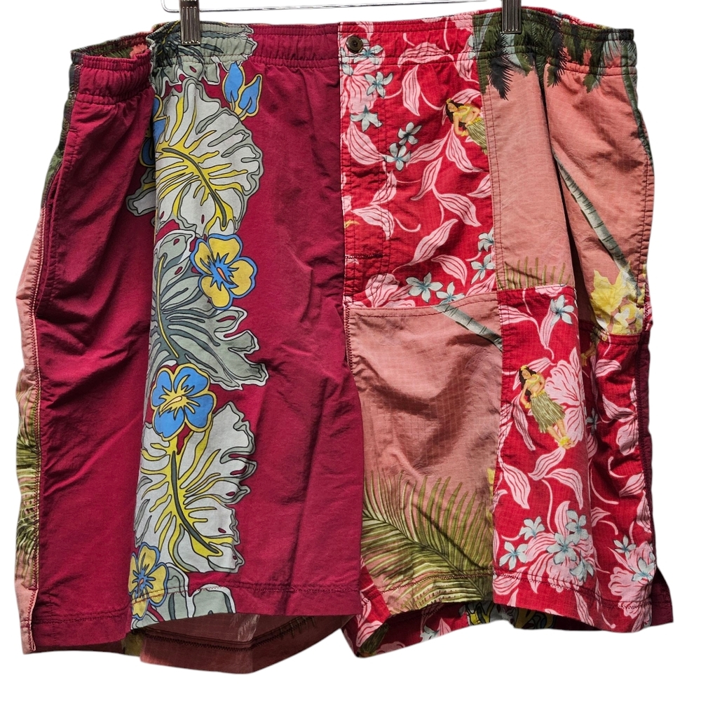 Tommy Bahama Patchwork Tropical Swim Trunks Mens XXL Vacation Beach Multicolor